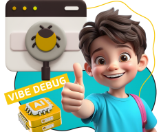Тестирование & Vibe Debug. Охотники за багами - КИБЕРшкола программирования для детей, компьютерные курсы для школьников, начинающих и подростков - KIBERone г. Назрань 